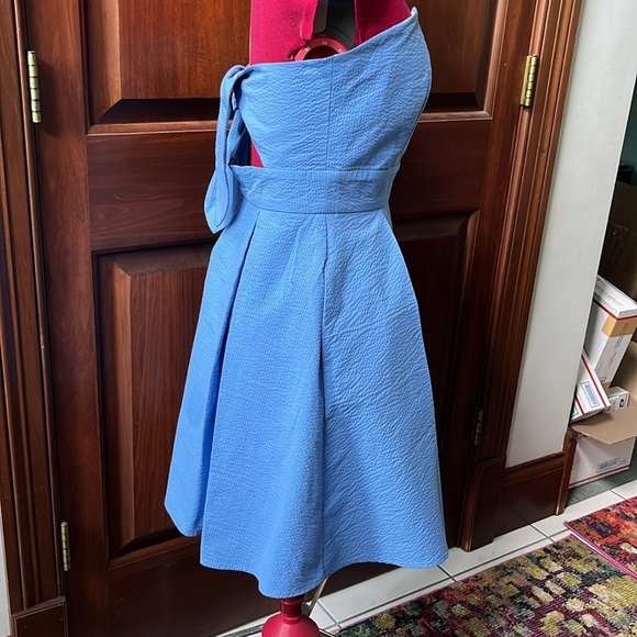 Lauren James  Corbin Dress Delta blue NWT strapless  tie back pleated skirt Sz S - Picture 5 of 13